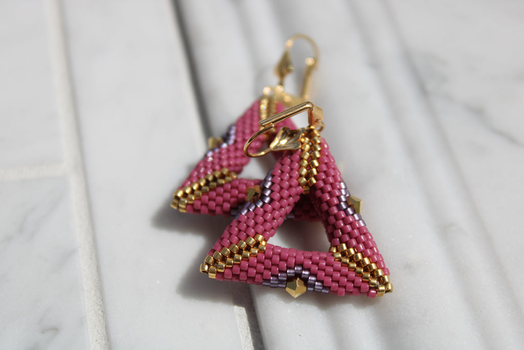 Pink Triangle Earrings