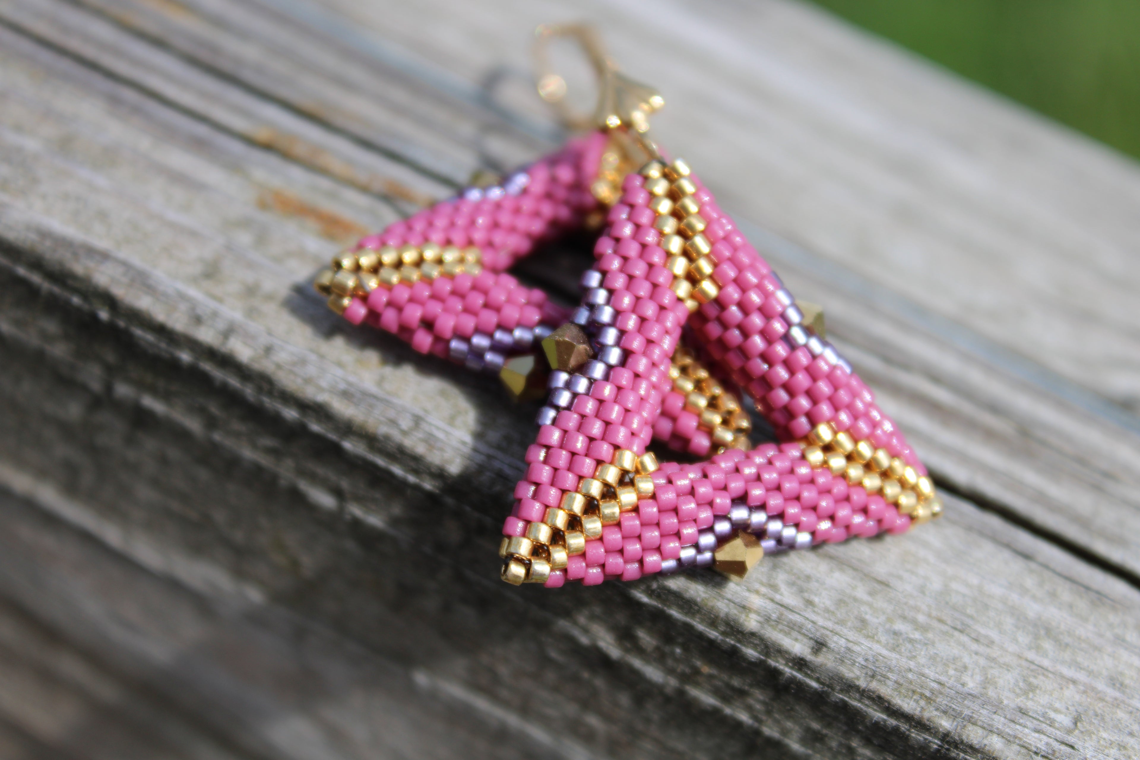 Pink Triangle Earrings