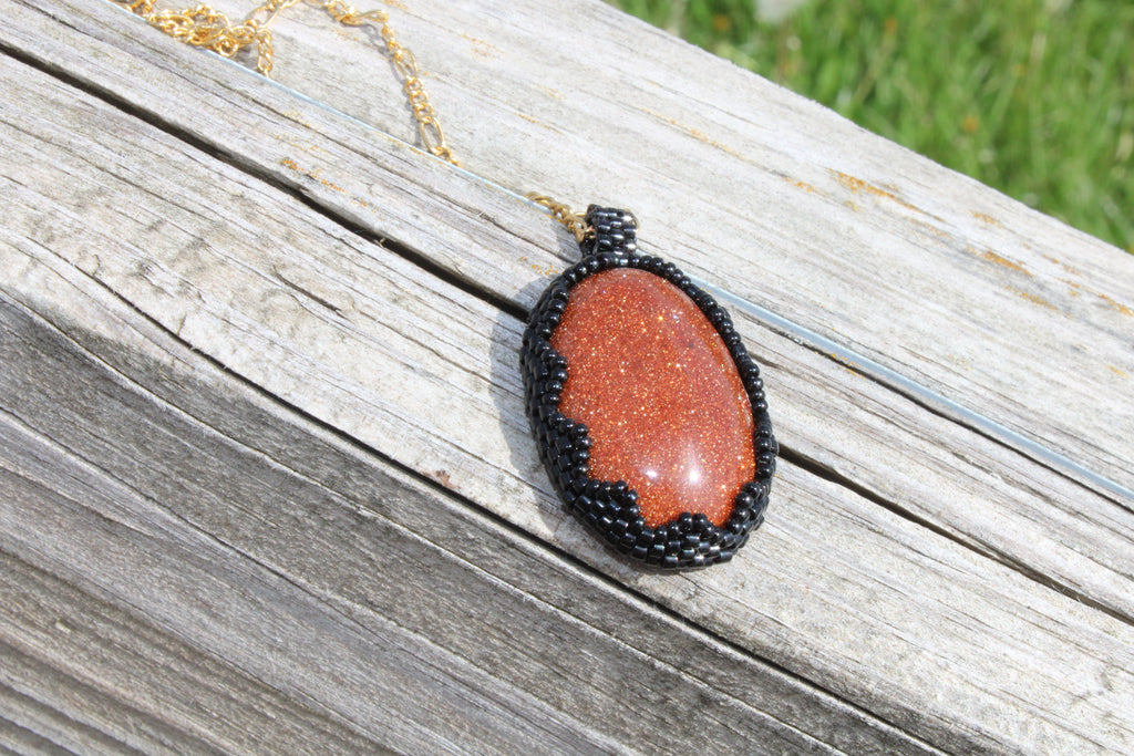 Goldstone Beaded Pendant Necklace