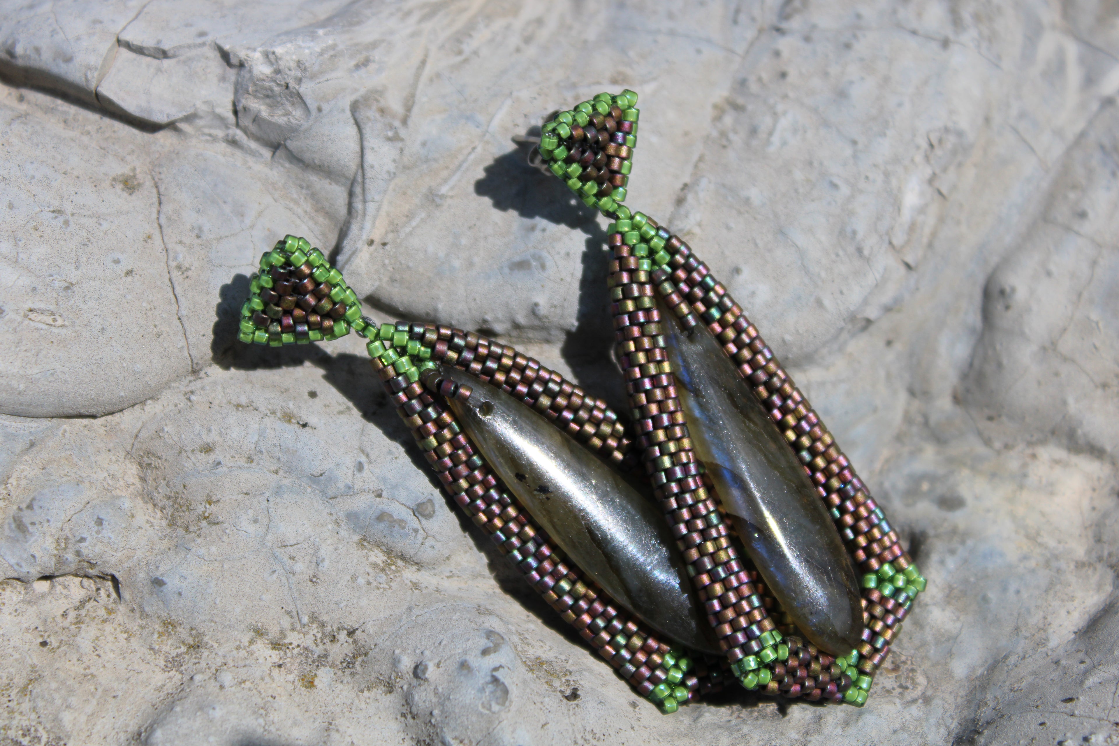 Labradorite Tie Pendant Earrings