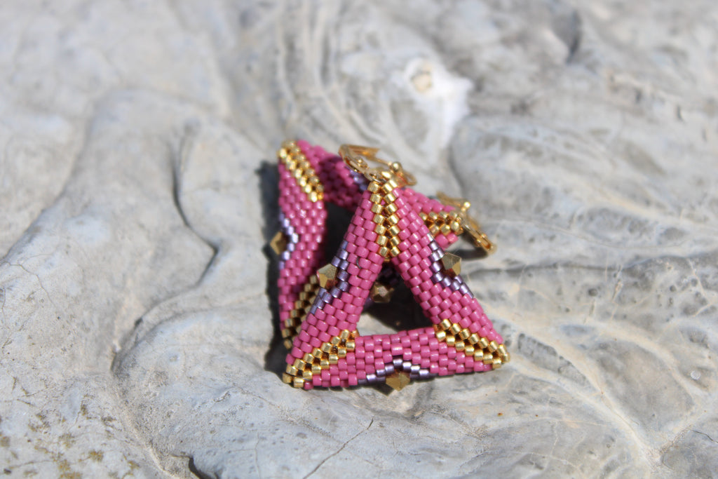 Pink Triangle Earrings