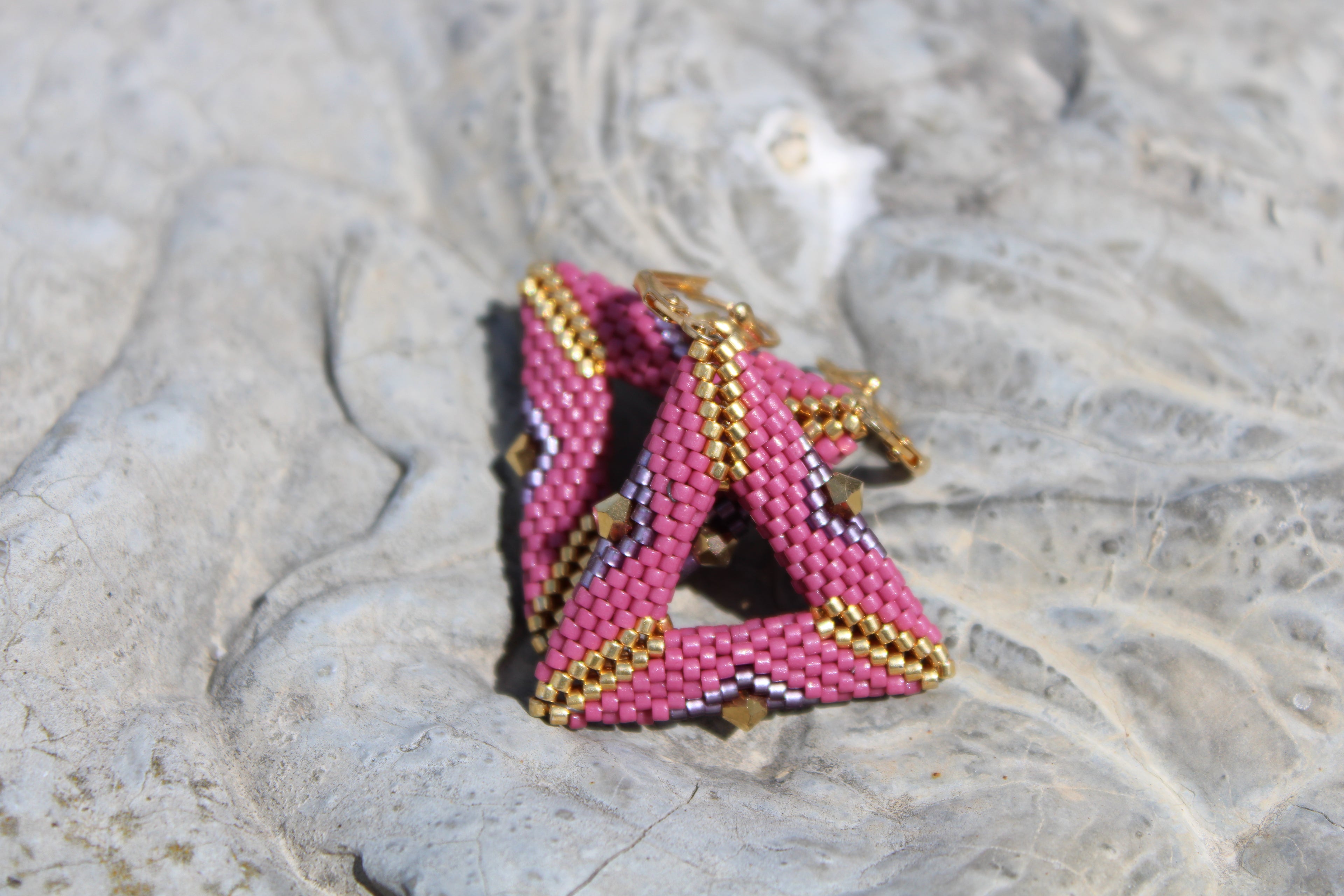 Pink Triangle Earrings