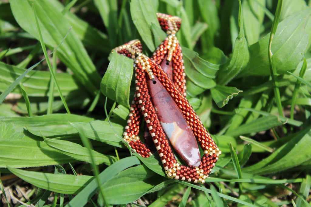 Red Rhyolite Tie Pendant Earrings