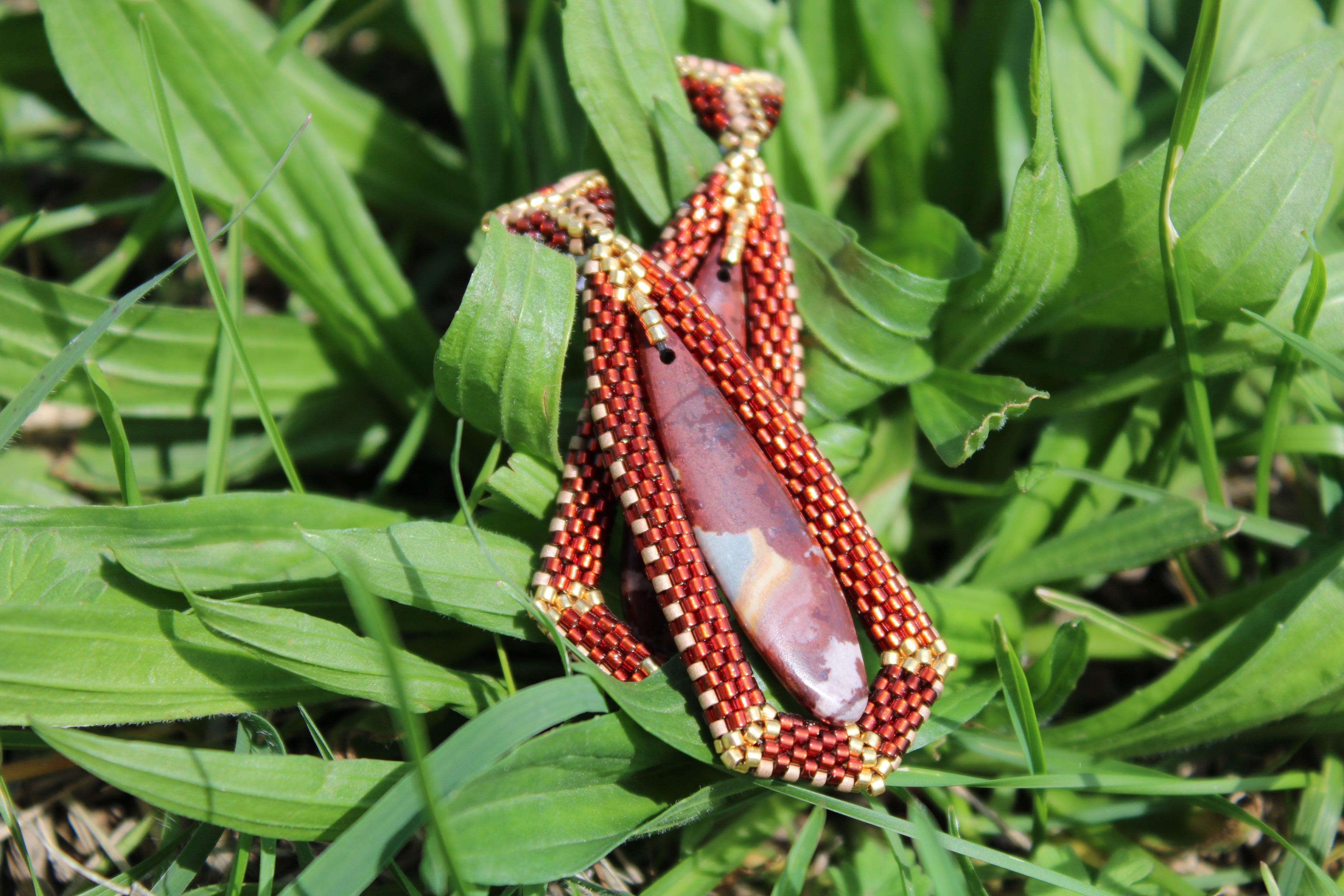Red Rhyolite Tie Pendant Earrings