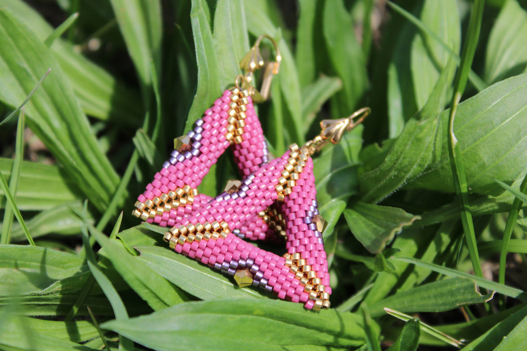 Pink Triangle Earrings
