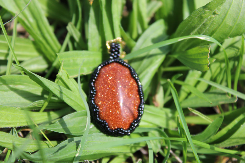 Goldstone Beaded Pendant Necklace