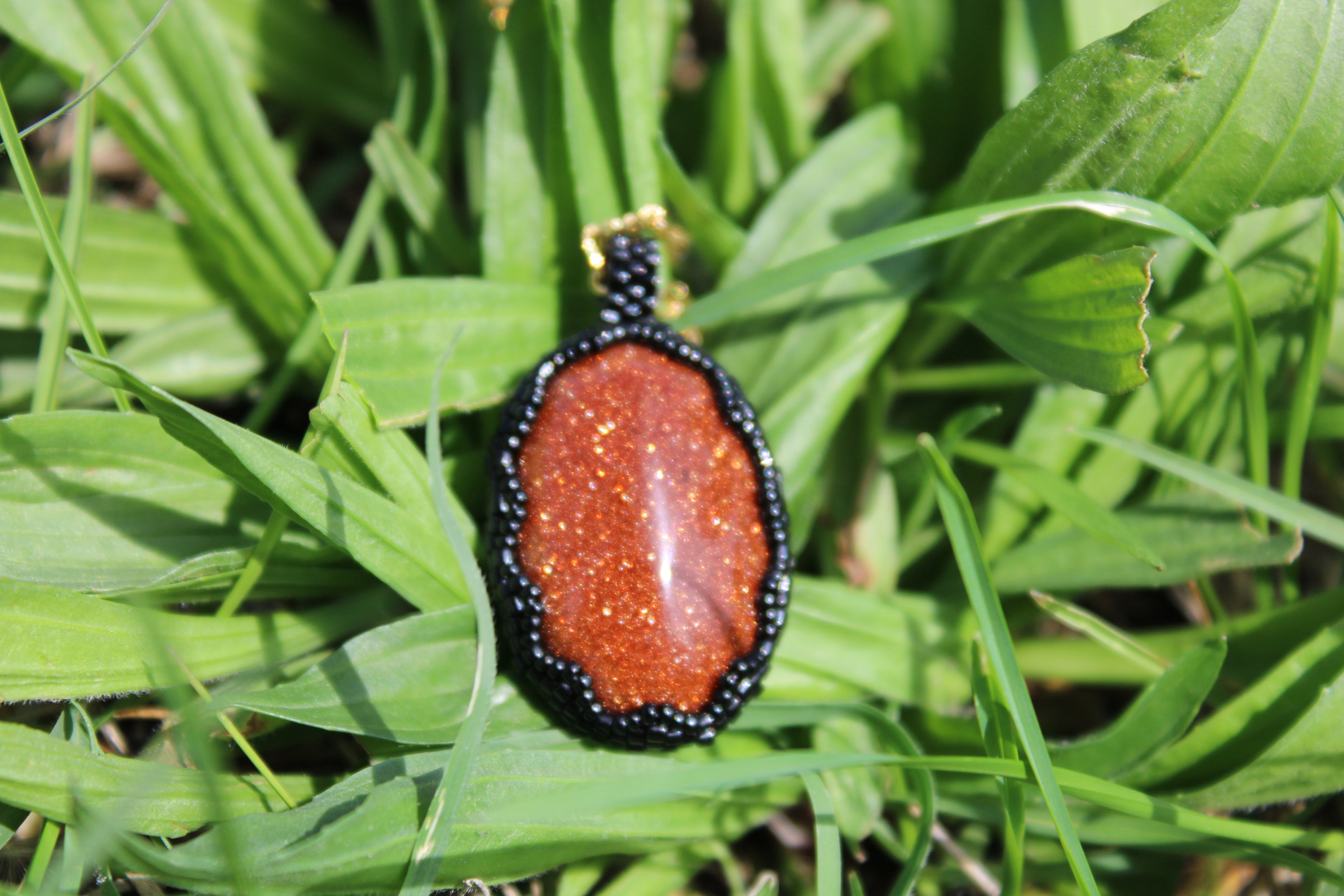 Goldstone Beaded Pendant Necklace