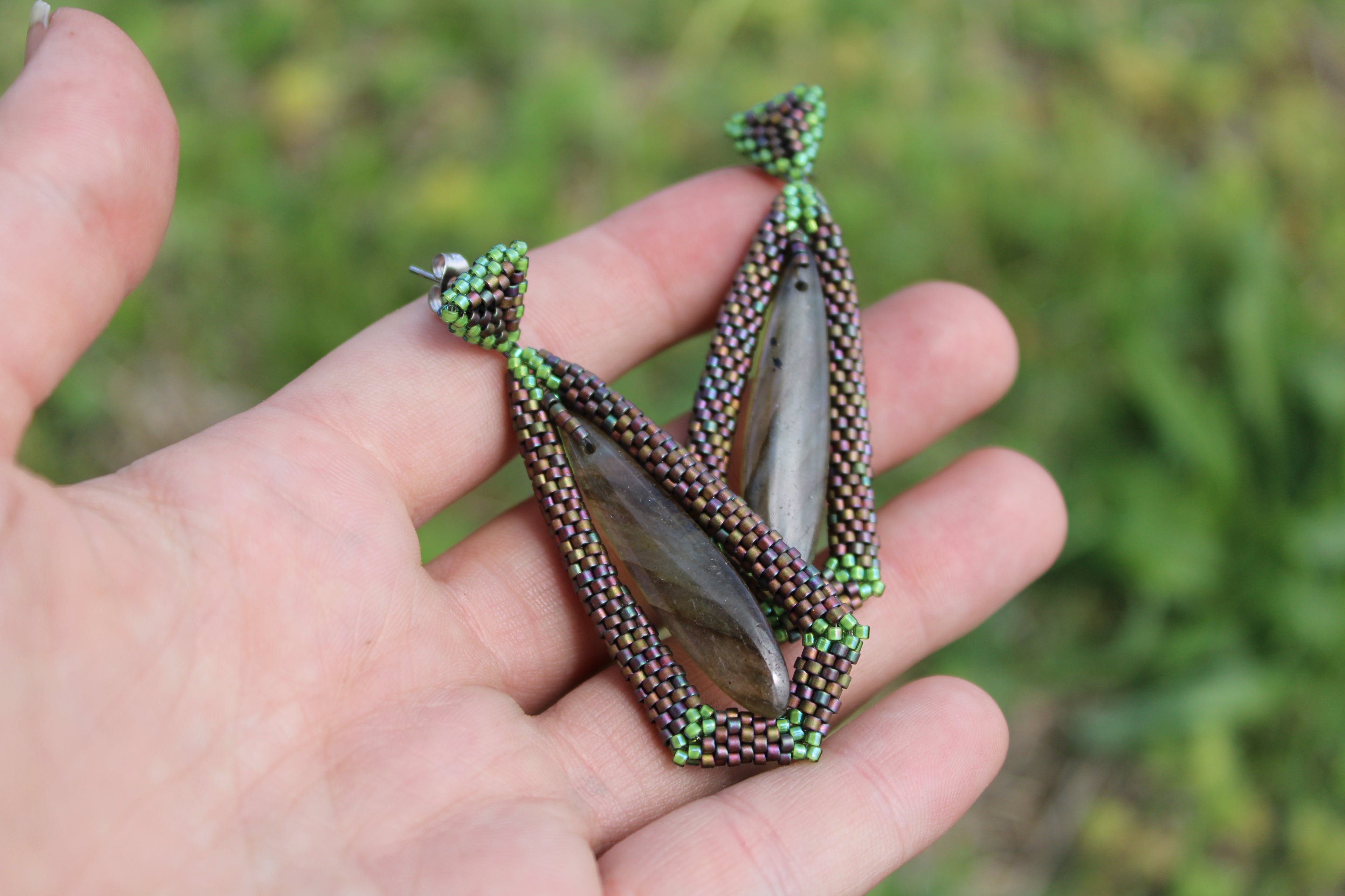 Labradorite Tie Pendant Earrings