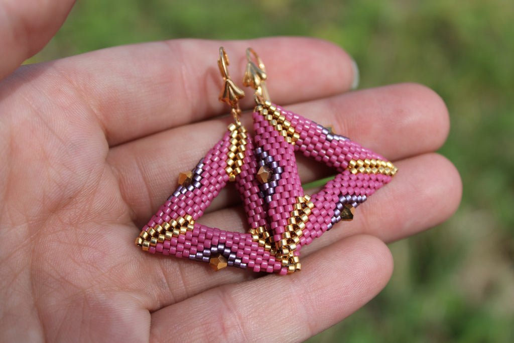 Pink Triangle Earrings