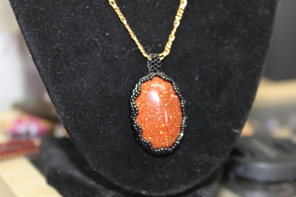 Goldstone Beaded Pendant Necklace