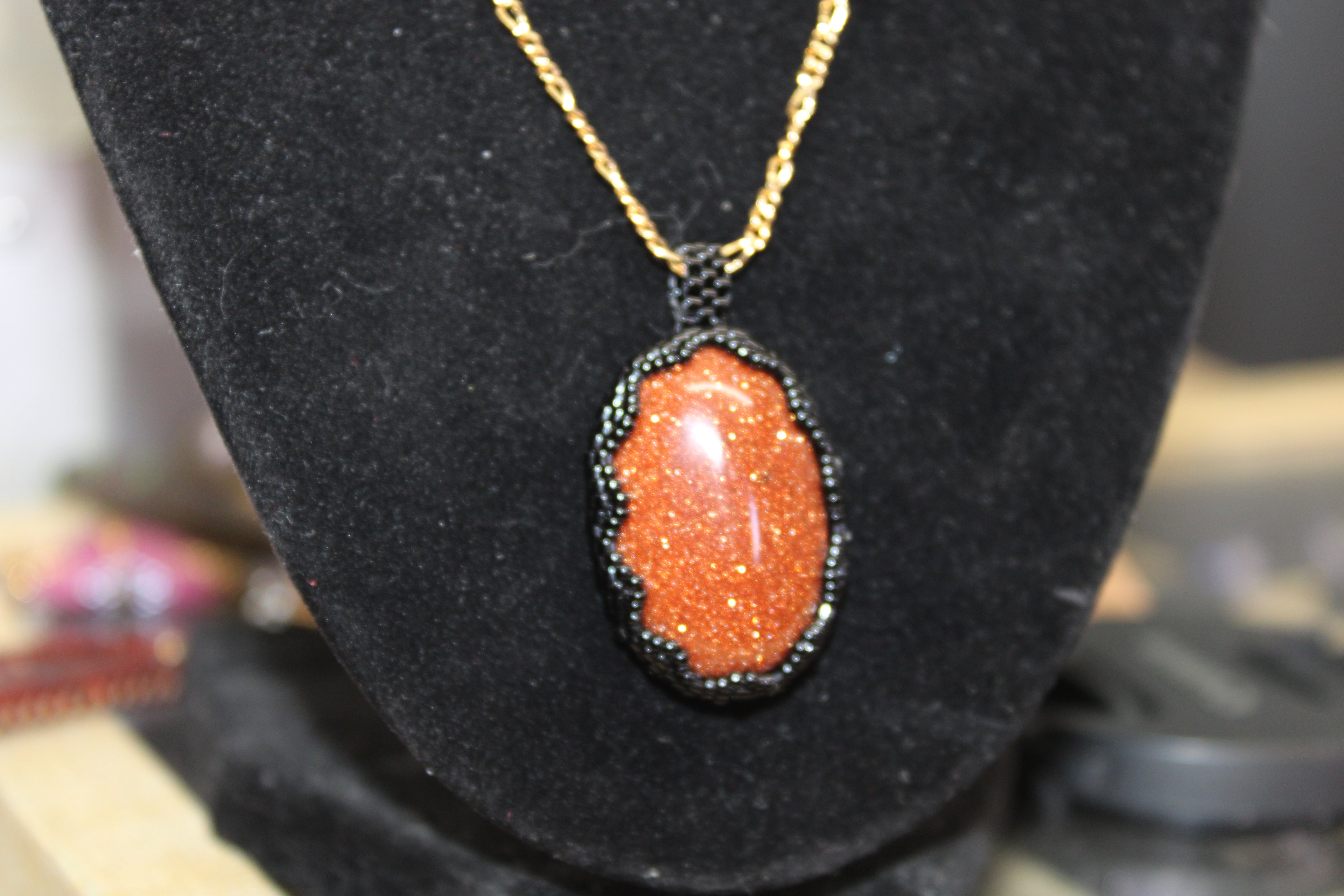 Goldstone Beaded Pendant Necklace