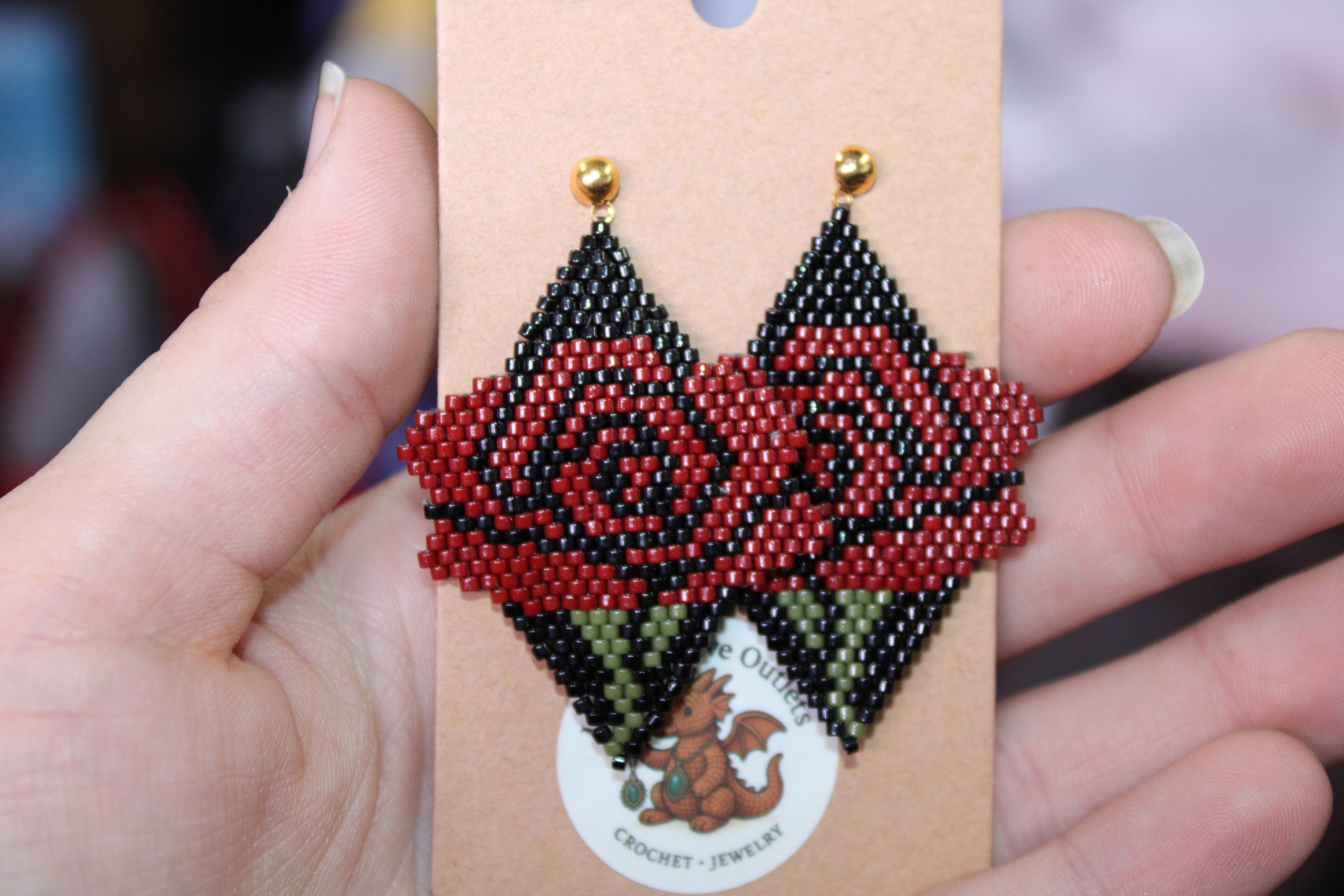Rose Brick Stitch Earrings