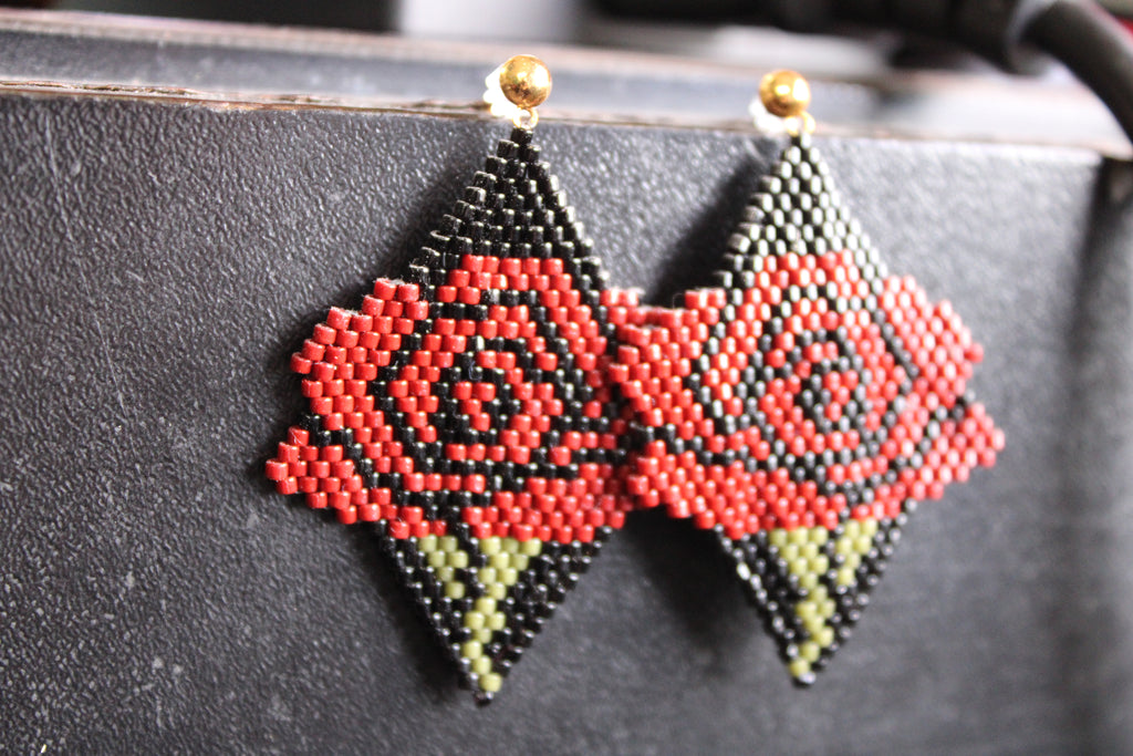 Rose Brick Stitch Earrings