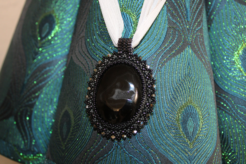 Obsidian and Druzy Quartz Necklace