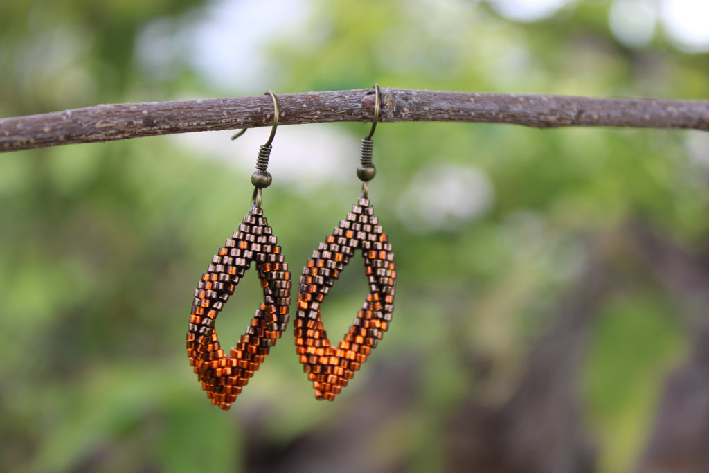 Tiny Fallen Leaf Peyote Twist Earrings