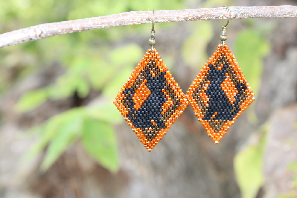 Black Cat Brickstitch Earrings