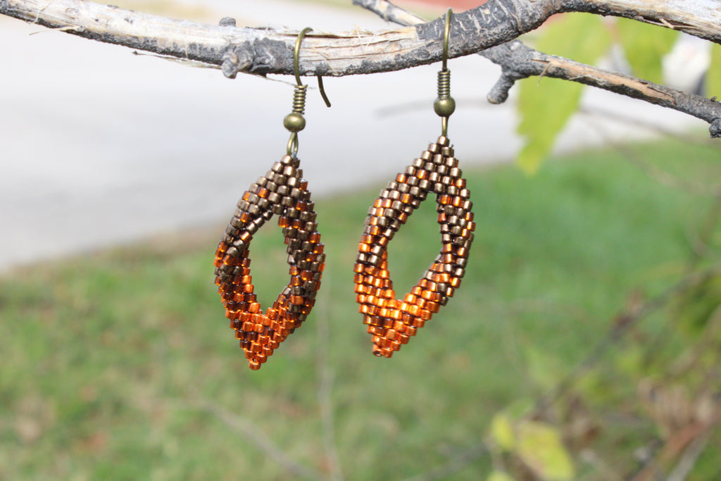 Tiny Fallen Leaf Peyote Twist Earrings