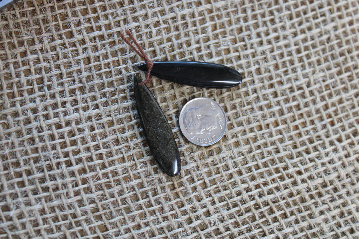 Obsidian Cabs for Tie Pendant Earrings