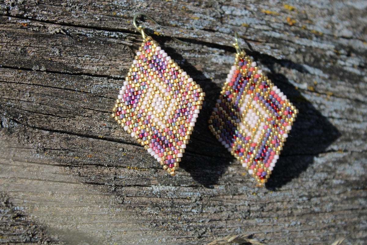Pink Ombre Brick Stitch Earrings