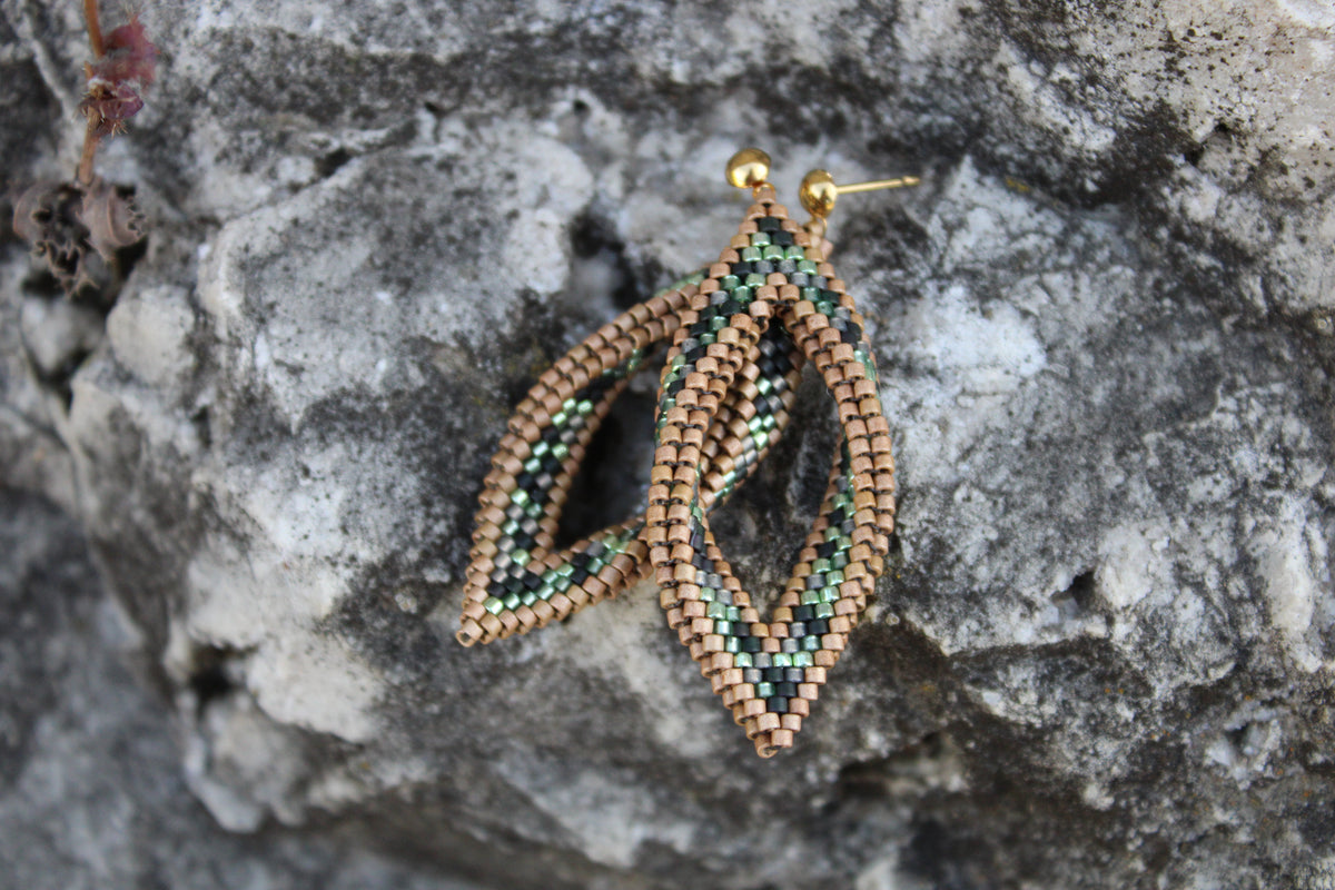 Camo Peyote Twist Earrings