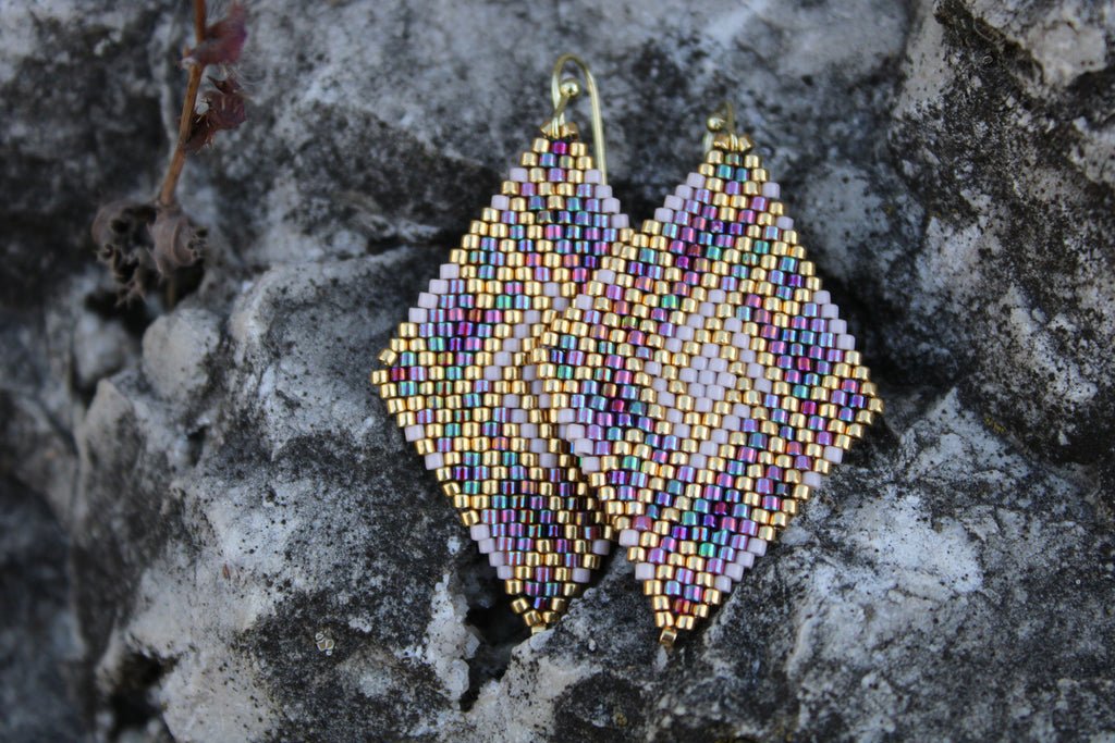 Pink Ombre Brick Stitch Earrings