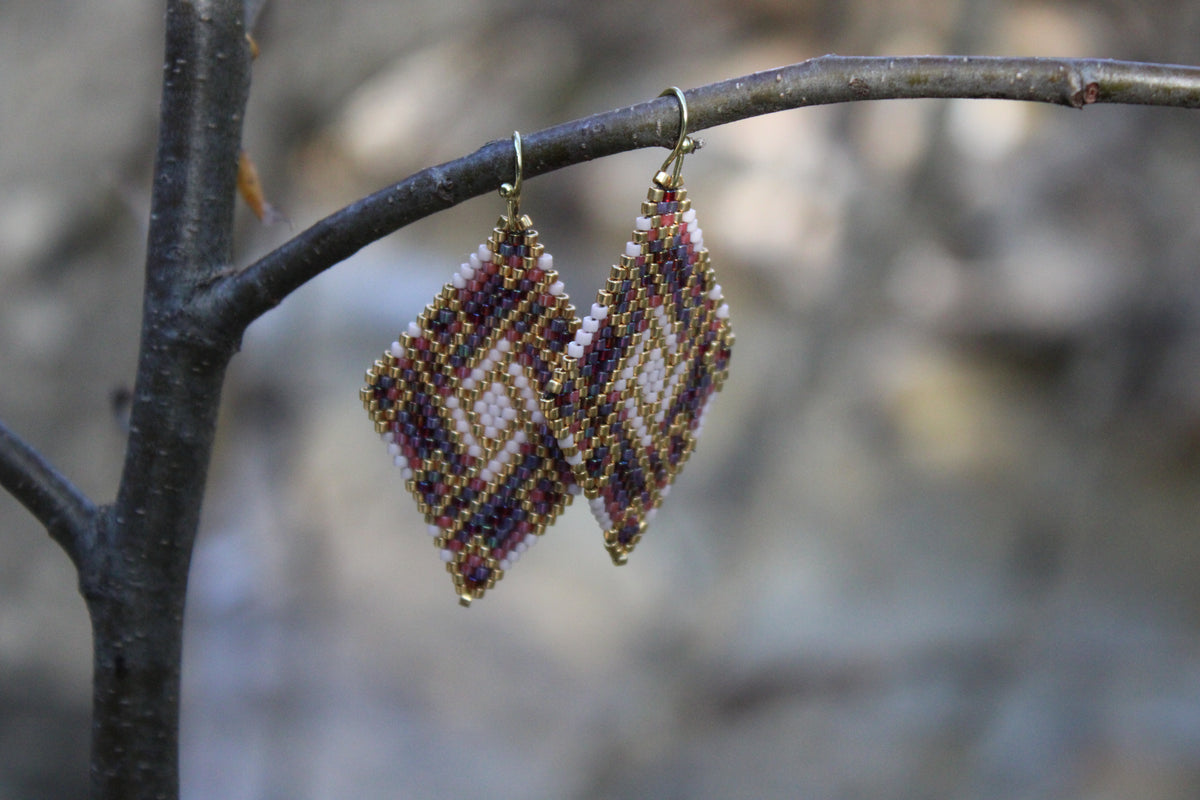Pink Ombre Brick Stitch Earrings
