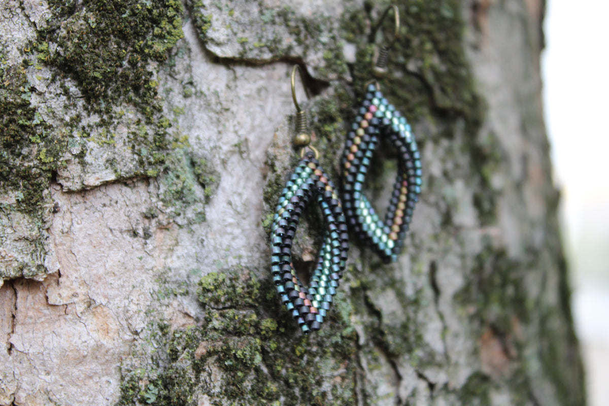 Tiny Blue and Brown Peyote Twist