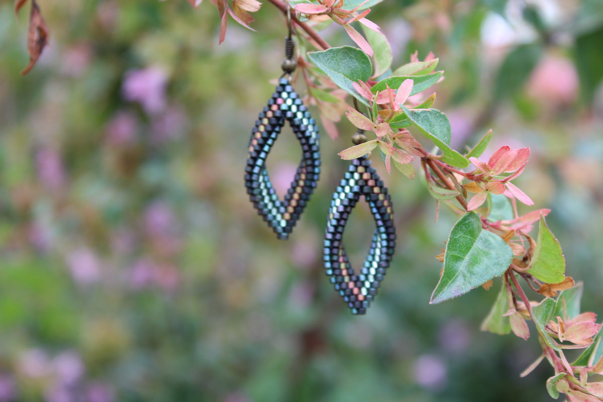 Tiny Blue and Brown Peyote Twist