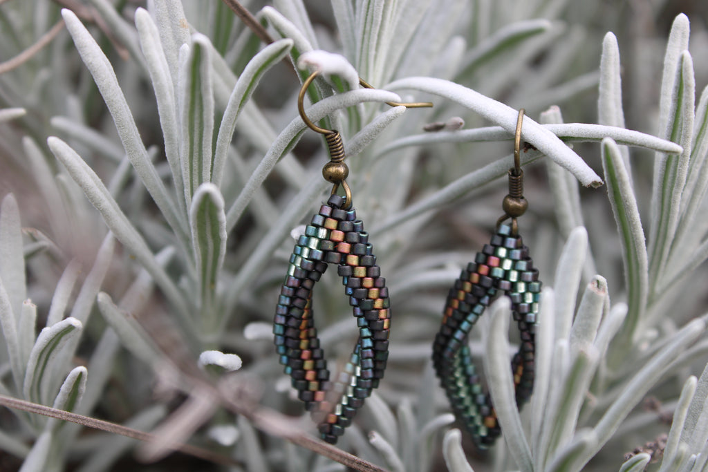 Tiny Blue and Brown Peyote Twist