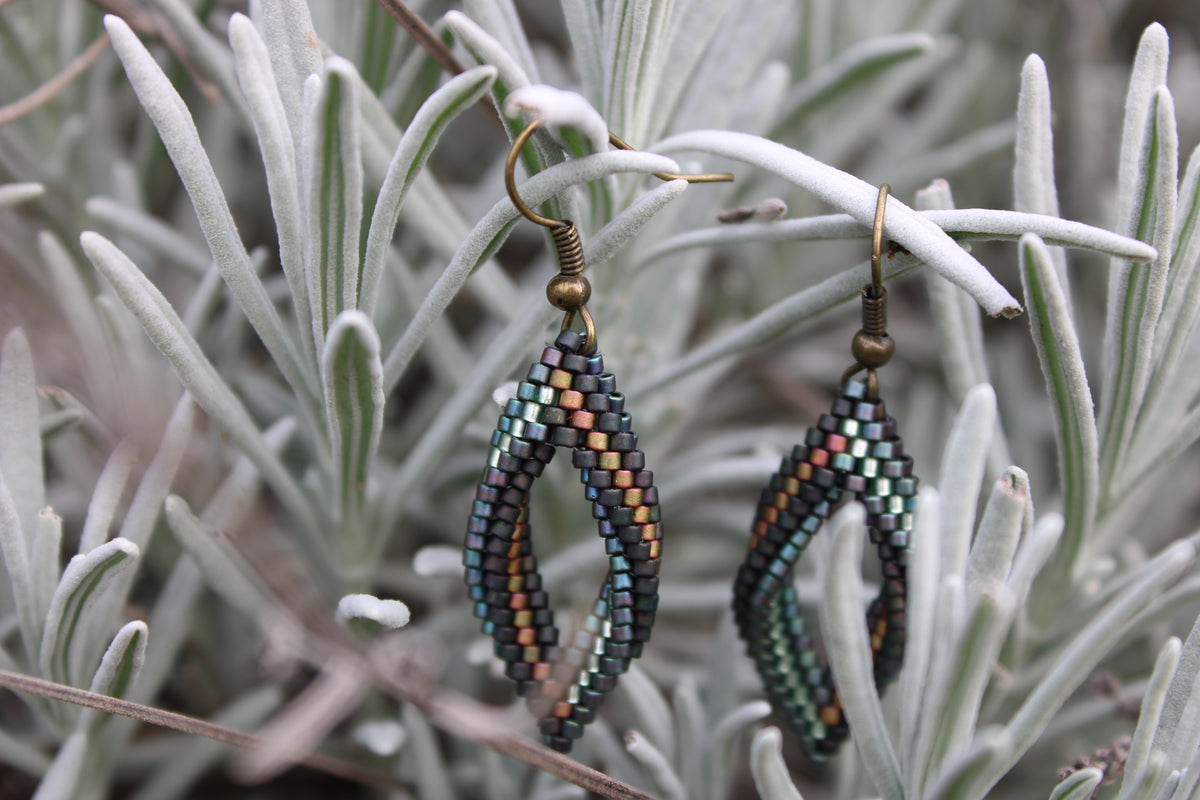 Tiny Blue and Brown Peyote Twist