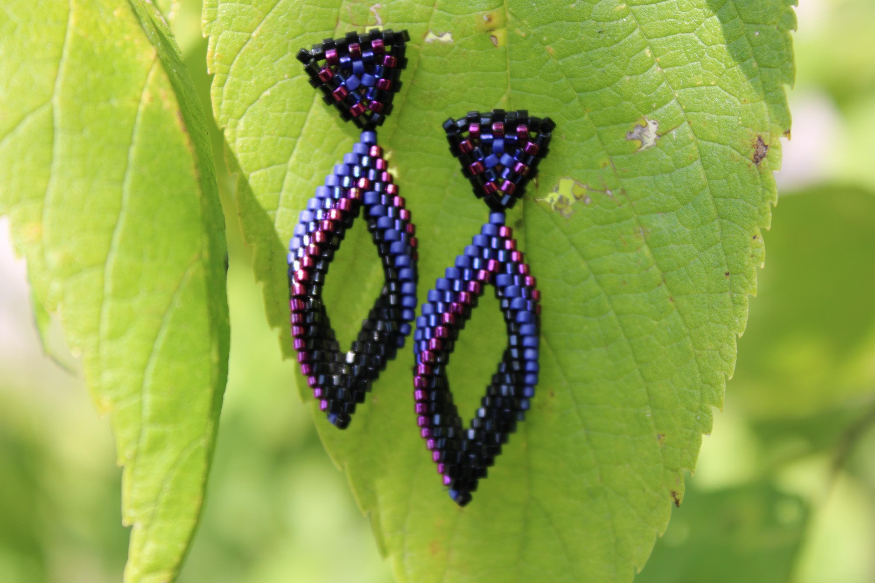 Small Purple Peyote Twist Earrings