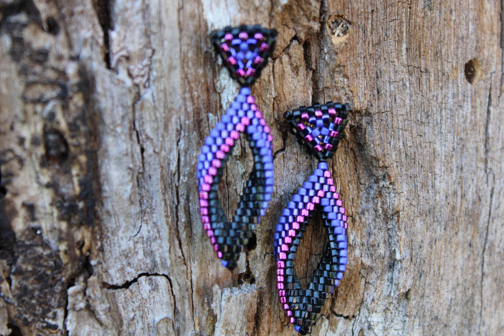 Small Purple Peyote Twist Earrings