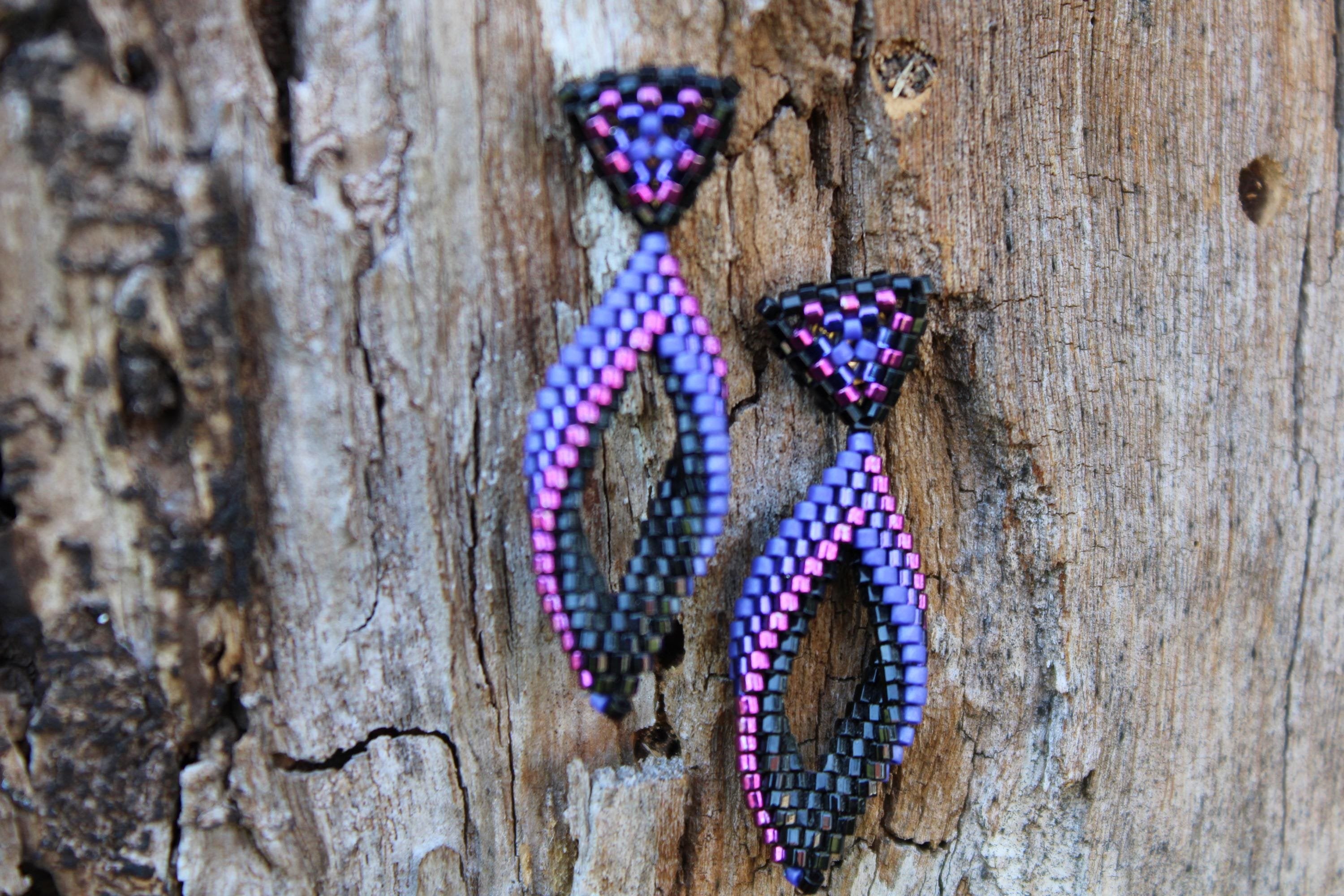 Small Purple Peyote Twist Earrings
