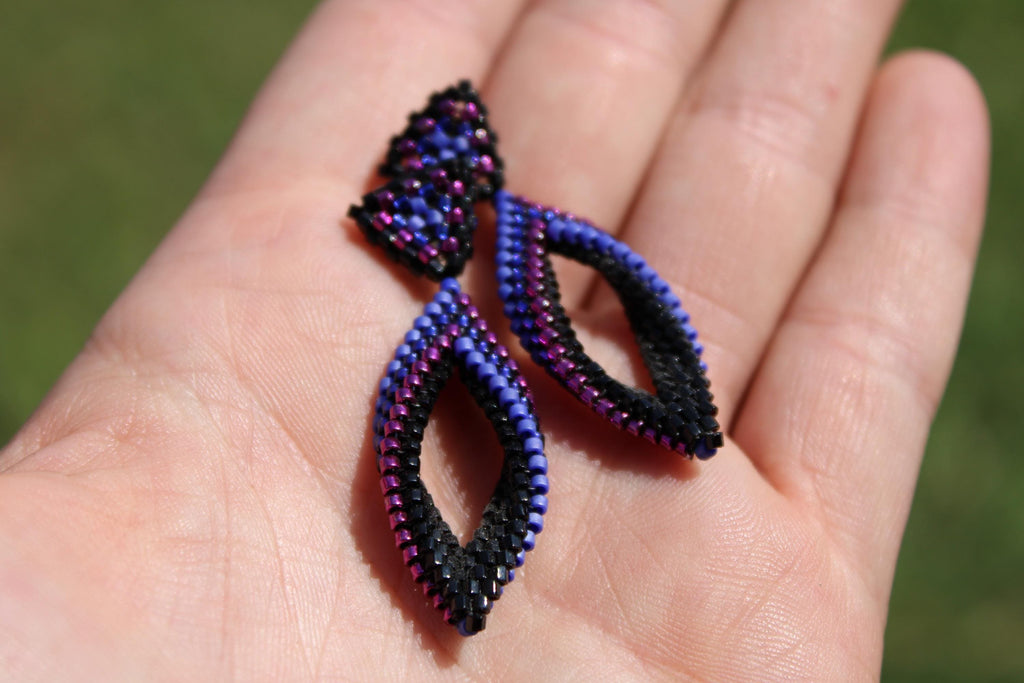 Small Purple Peyote Twist Earrings