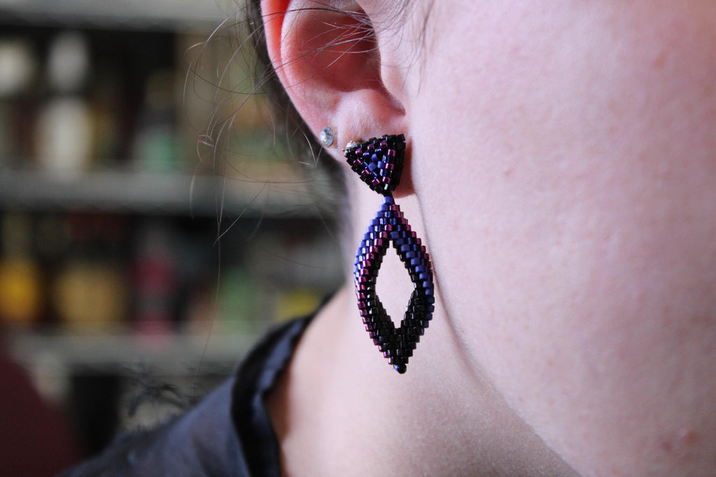 Small Purple Peyote Twist Earrings