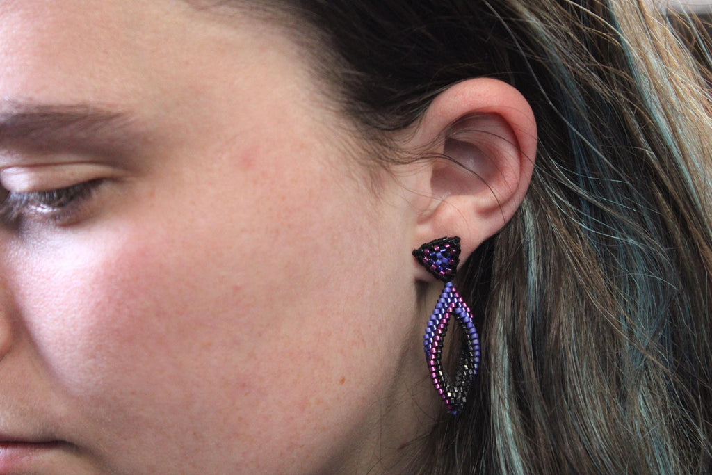 Small Purple Peyote Twist Earrings