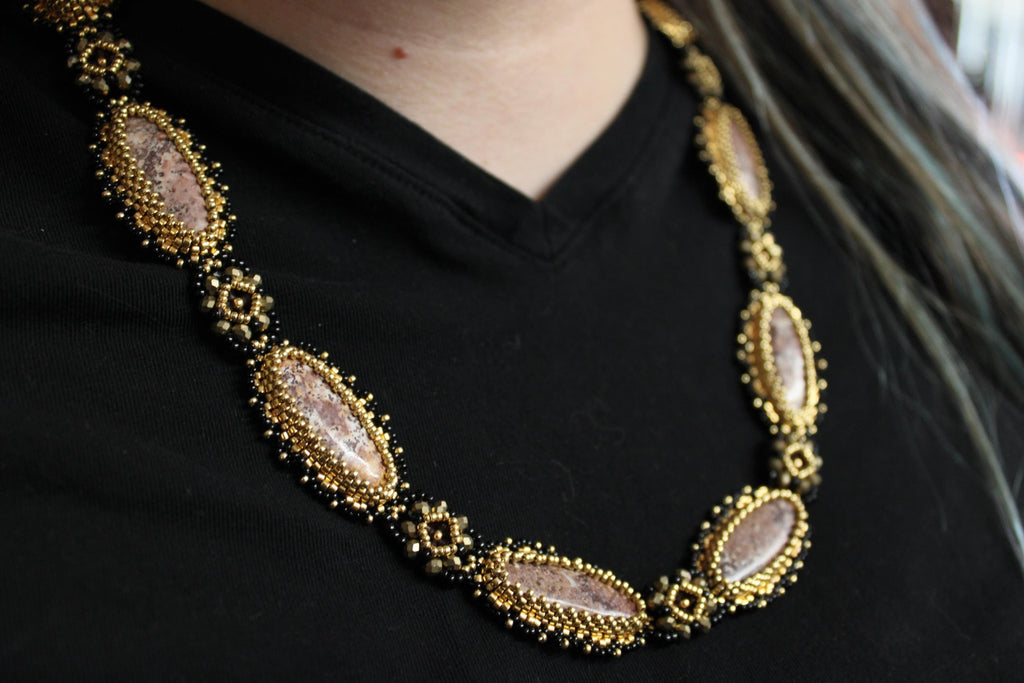Statement Rhyolite Beaded Necklace