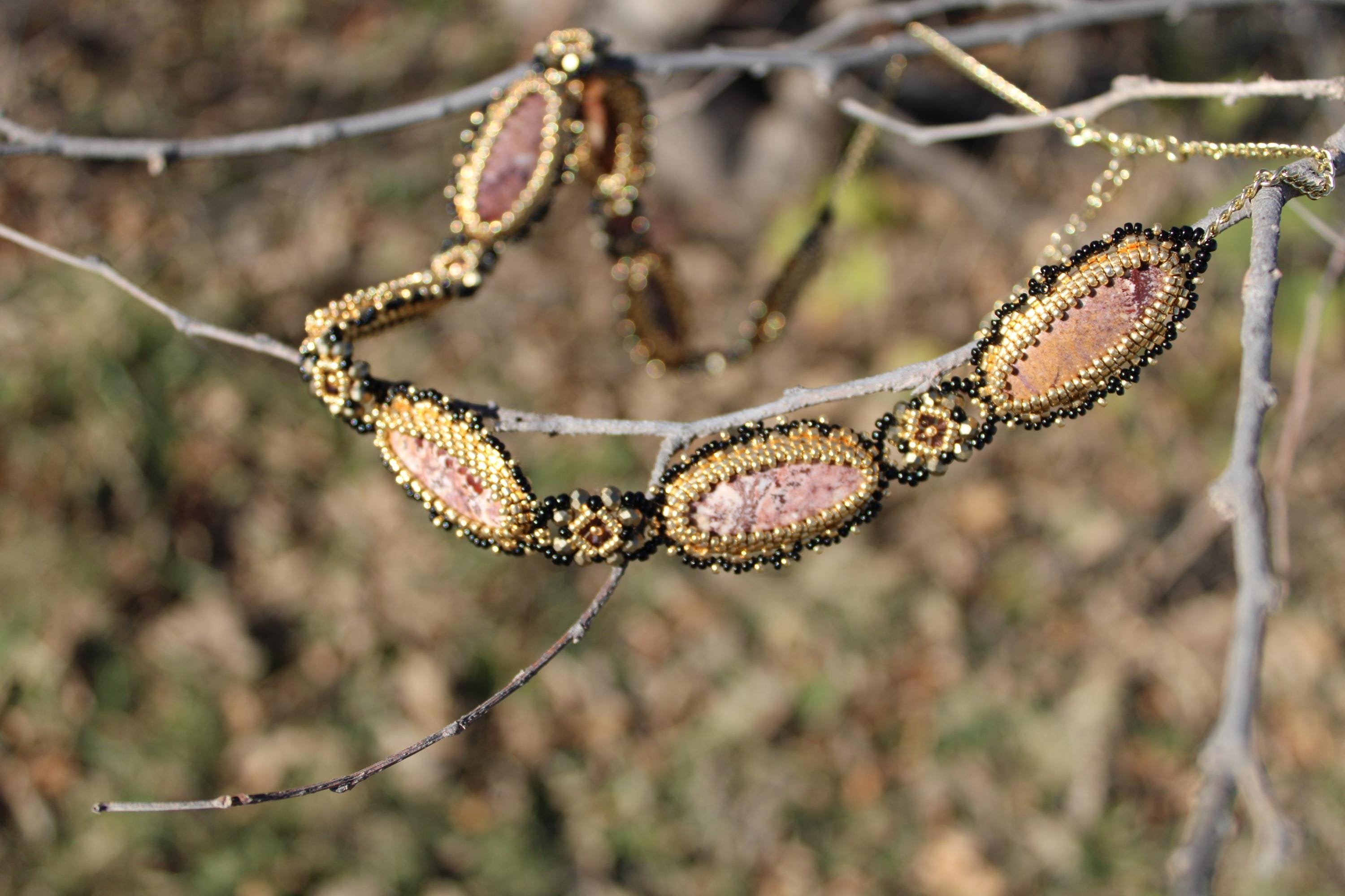 Statement Rhyolite Beaded Necklace