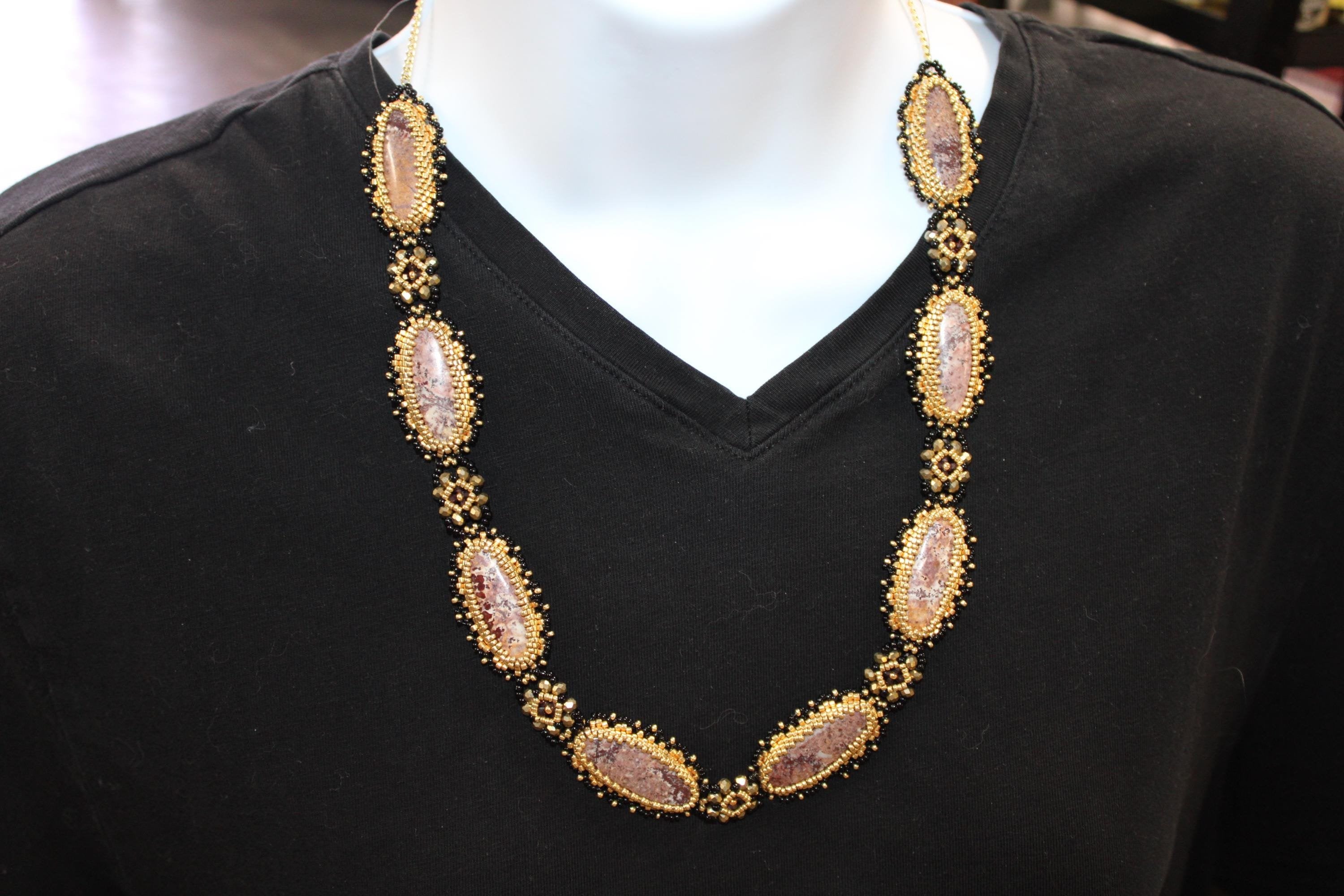 Statement Rhyolite Beaded Necklace