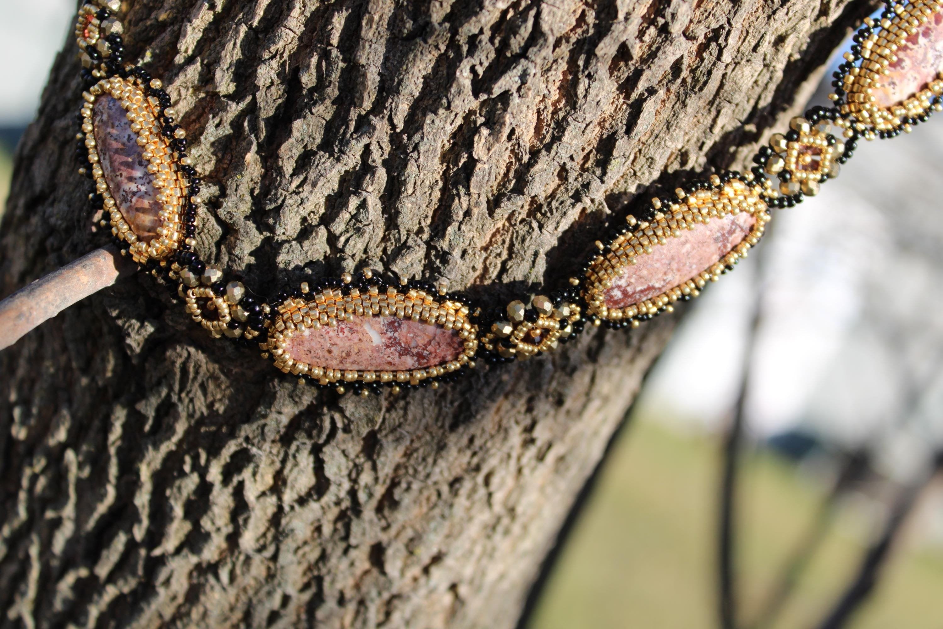 Statement Rhyolite Beaded Necklace