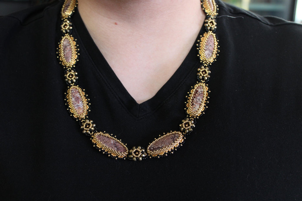 Statement Rhyolite Beaded Necklace