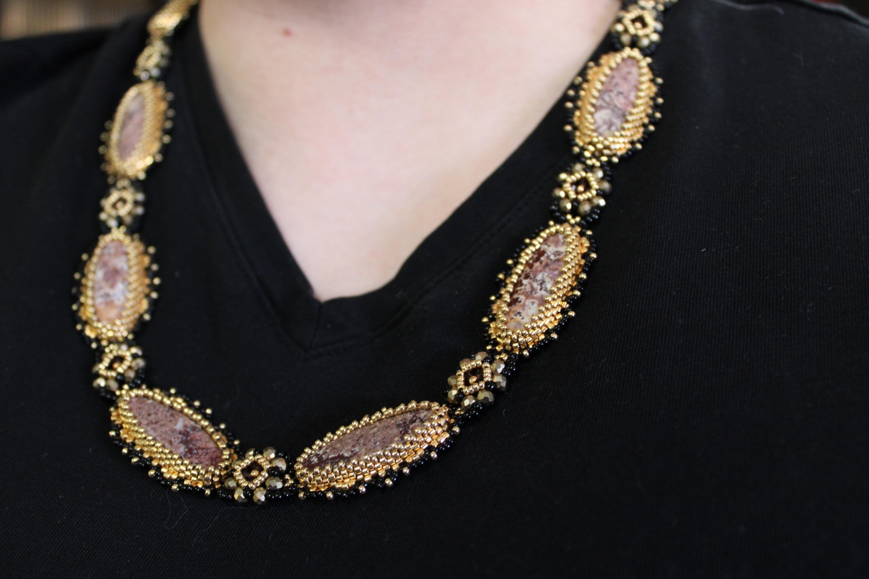 Statement Rhyolite Beaded Necklace