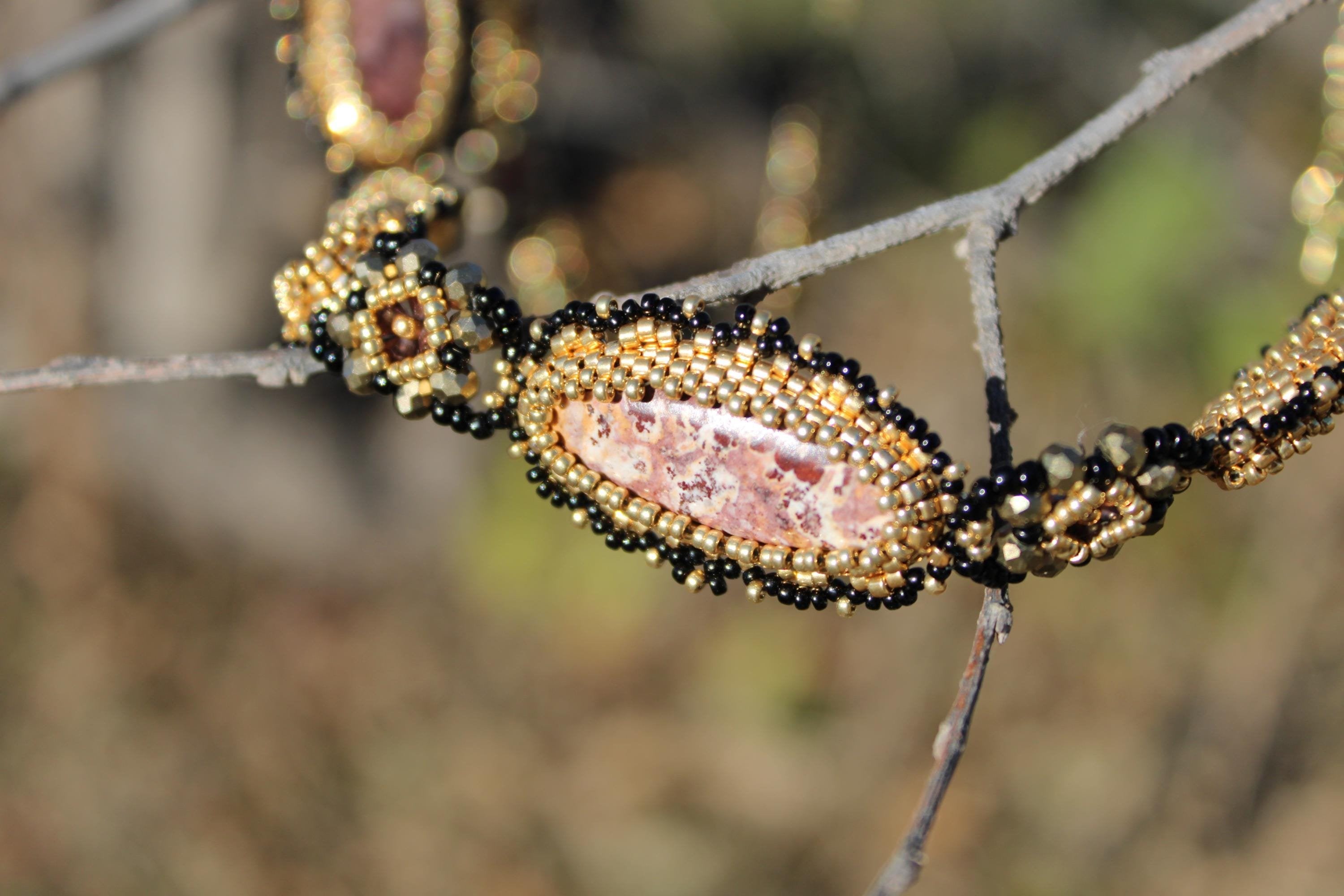 Statement Rhyolite Beaded Necklace