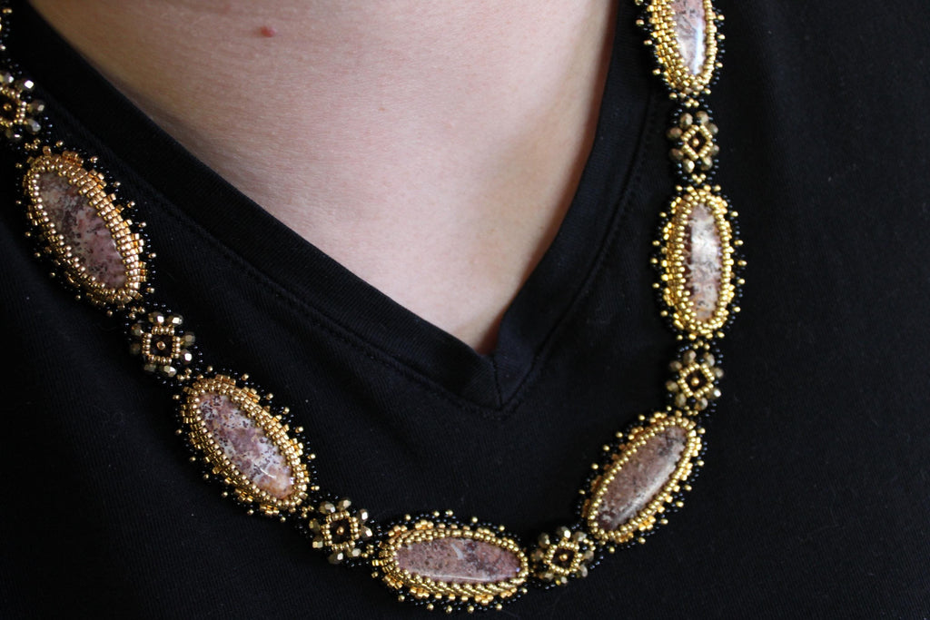 Statement Rhyolite Beaded Necklace