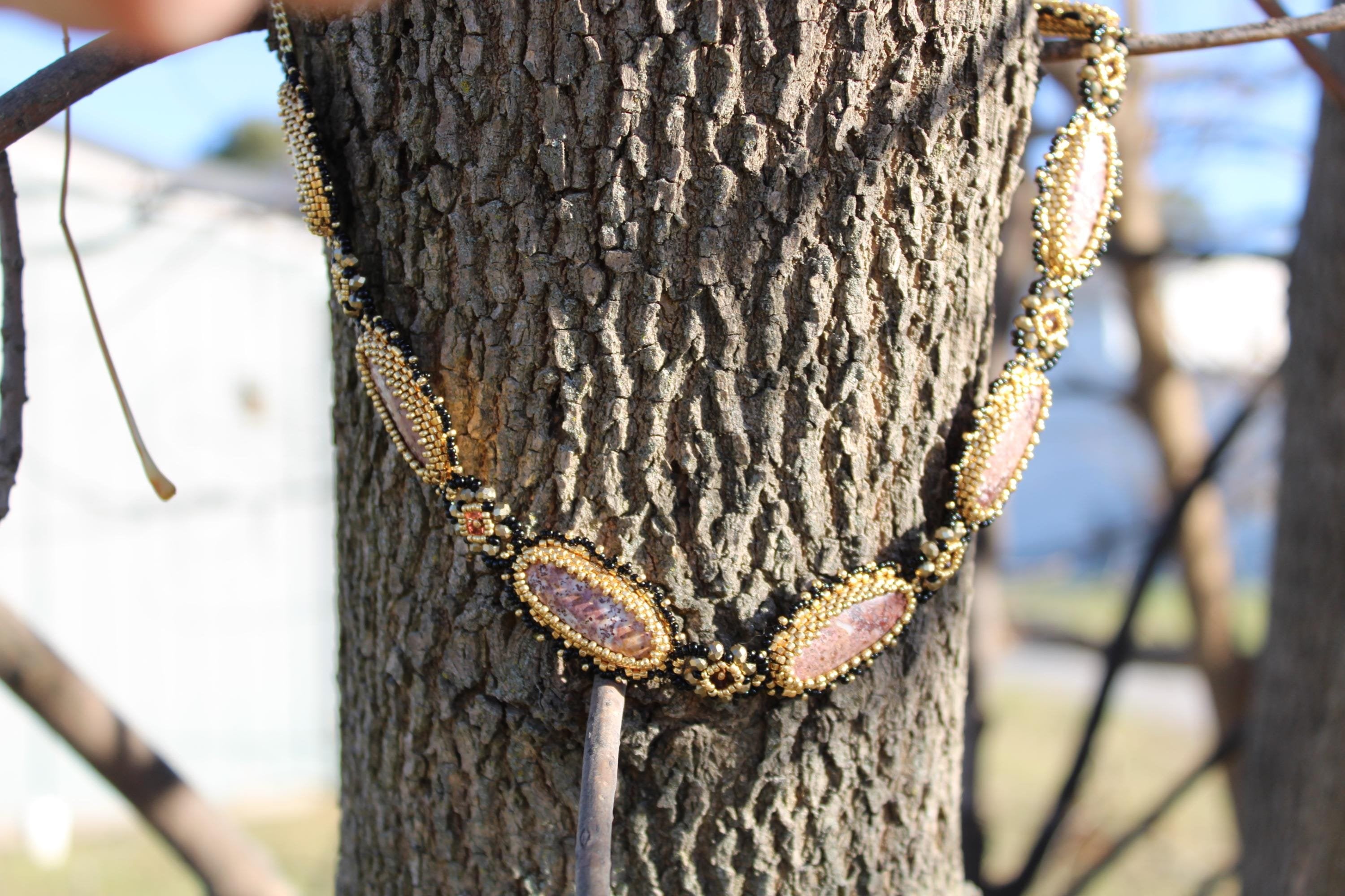 Statement Rhyolite Beaded Necklace