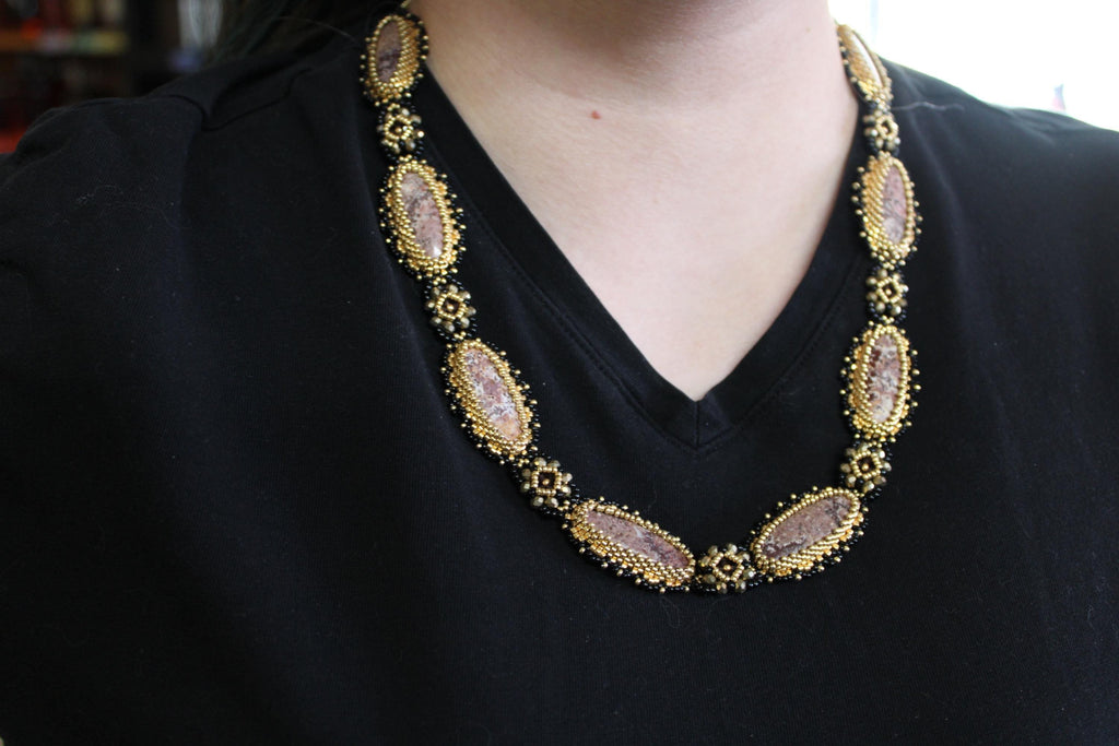 Statement Rhyolite Beaded Necklace