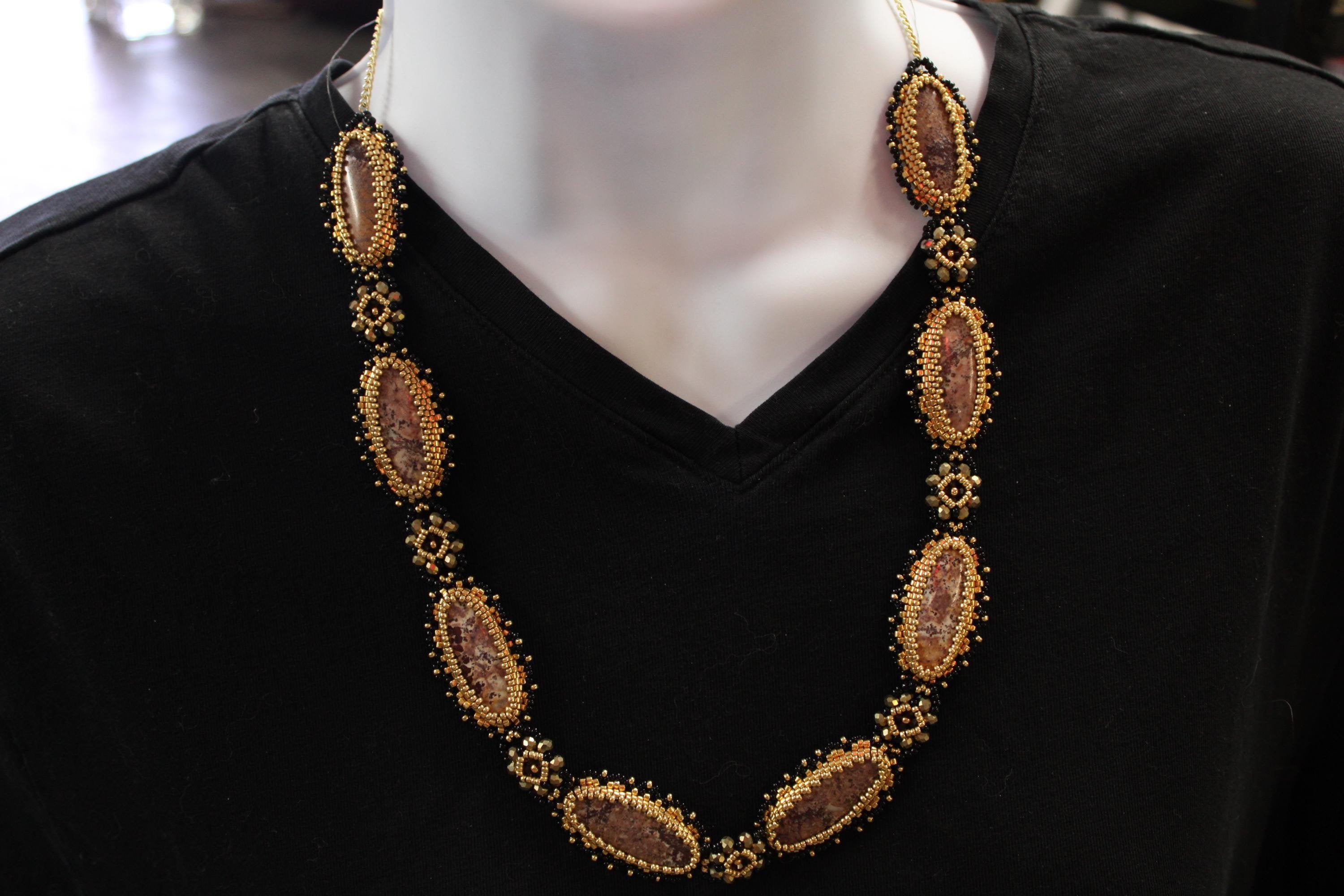 Statement Rhyolite Beaded Necklace