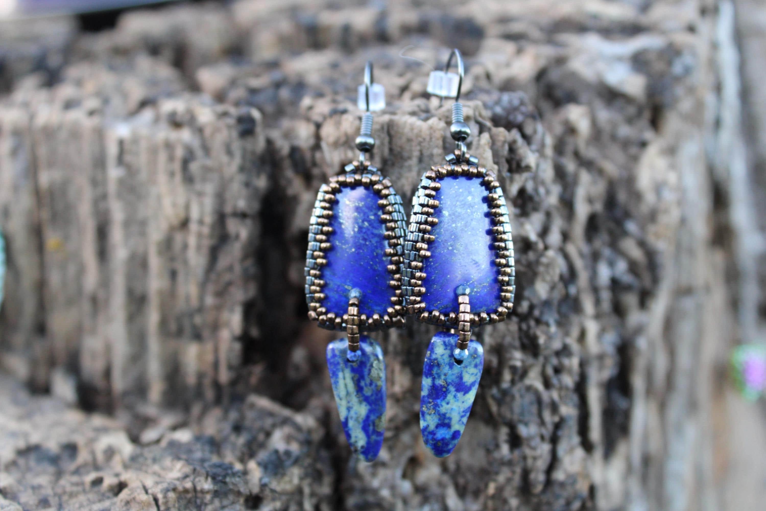 Beautiful Trapezoid Lapis Lazuli Earrings