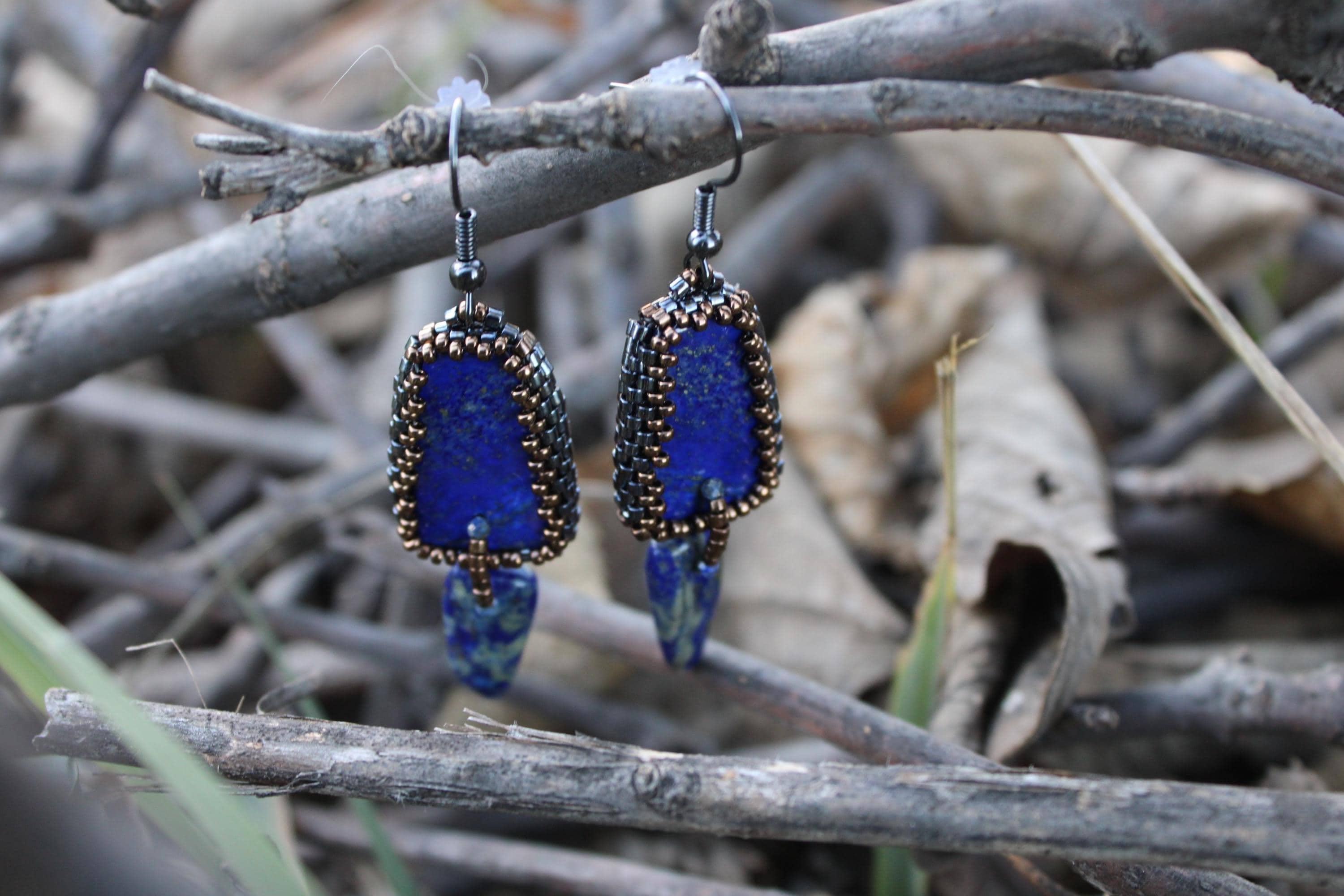Beautiful Trapezoid Lapis Lazuli Earrings