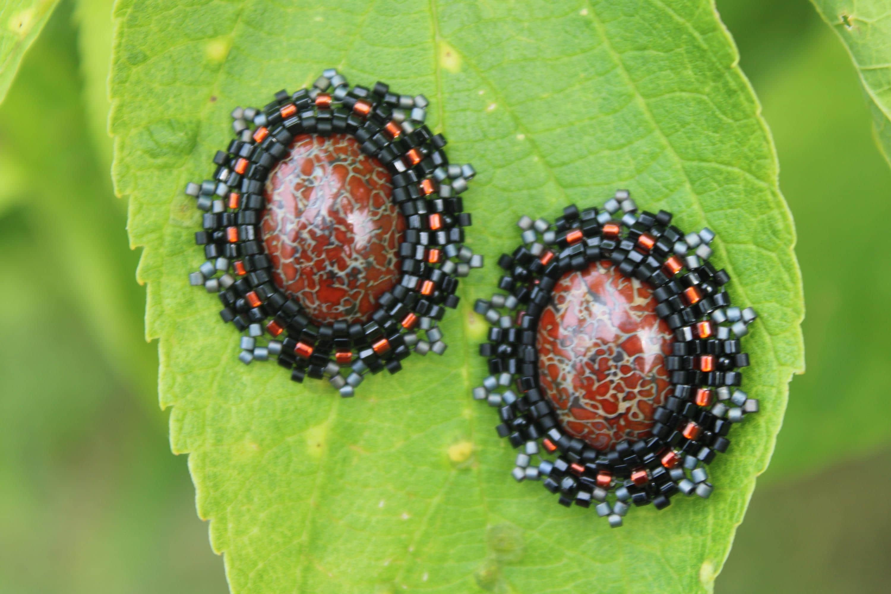 Red Gembone Stud Earrings